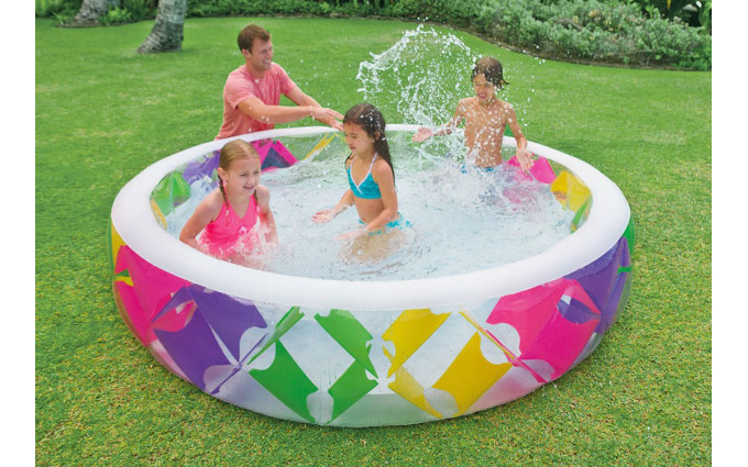 Бассейн детский с цветными вставками с надувным дном 229х56см Intex 56494 Бассейн детский с цветными вставками с надувным дном 229х56см Intex 56494